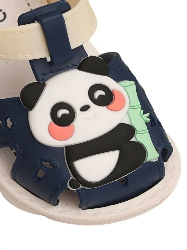  Yellow Bee Panda Plush Strap Sandals For Boys - Close up View