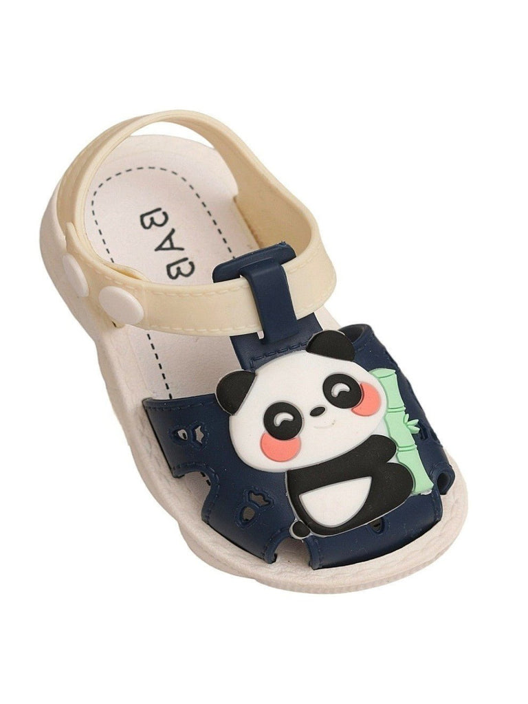 Yellow Bee Panda Plush Strap Sandals For Boys - Side Angle View