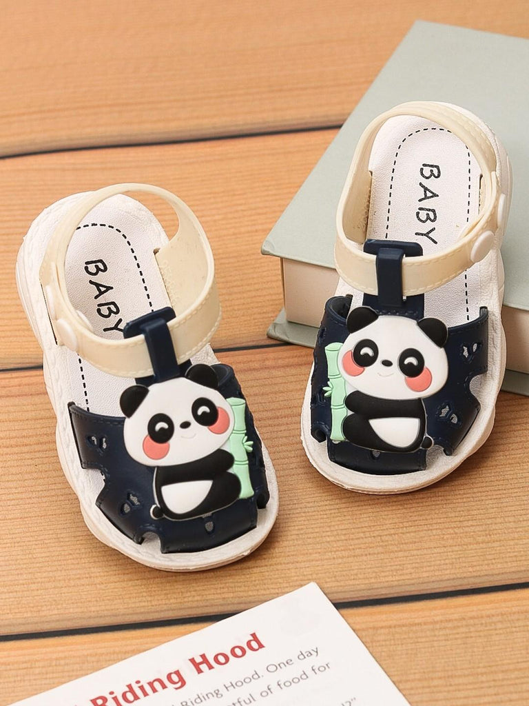 Yellow Bee Panda Plush Strap Sandals For Boys - Creative View