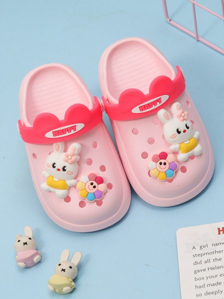 Playful Pink Bunny Clogs displayed creatively for girls by Yellow Bee