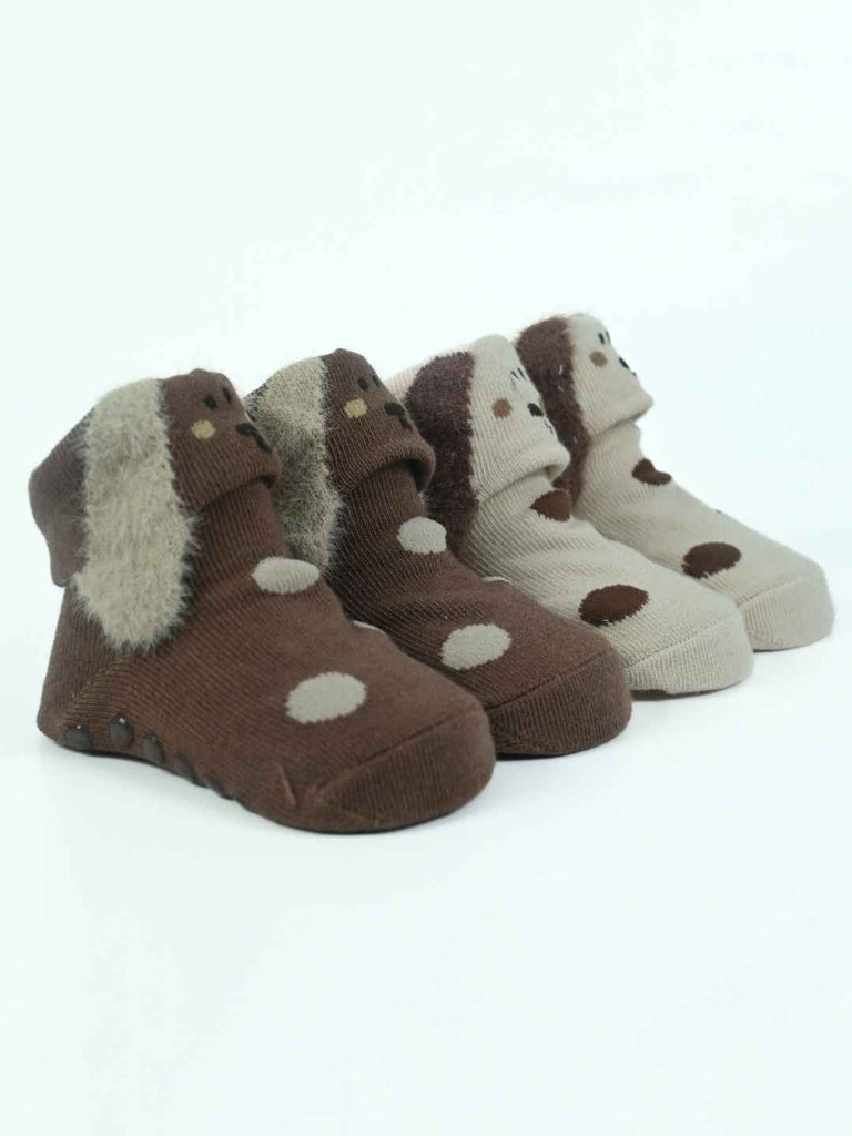Playful Pups Baby Socks Combo – Floppy-Eared Puppy Designs in Gentle Knit-Angle View