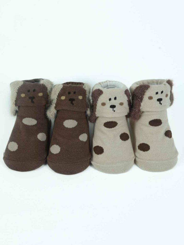 Playful Pups Baby Socks Combo – Floppy-Eared Puppy Designs in Gentle Knit-Full  View