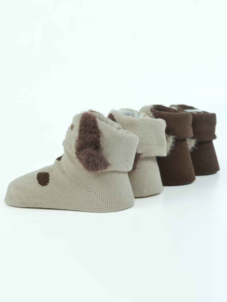 Playful Pups Baby Socks Combo – Floppy-Eared Puppy Designs in Gentle Knit-Back View