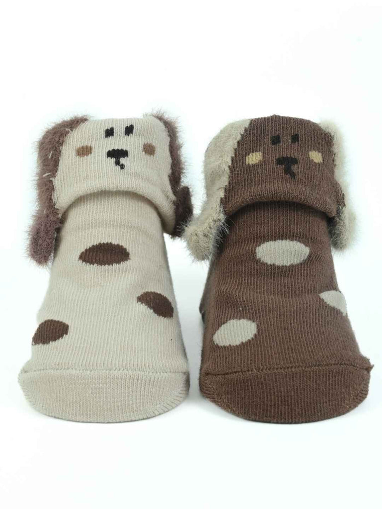 Playful Pups Baby Socks Combo – Floppy-Eared Puppy Designs in Gentle Knit-Front View