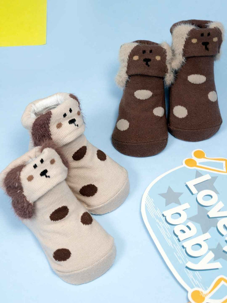 Playful Pups Baby Socks Combo – Floppy-Eared Puppy Designs in Gentle Knit- Creative view