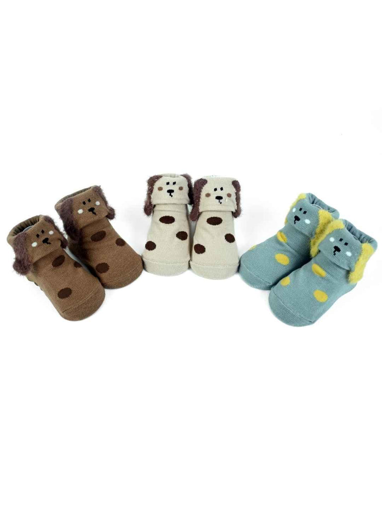 Playful_Pups_Baby_Socks_Set_3-Pack_of_Floppy-Eared_Puppy_Booties_in_Cream_Brown_Grey-Full_Front View