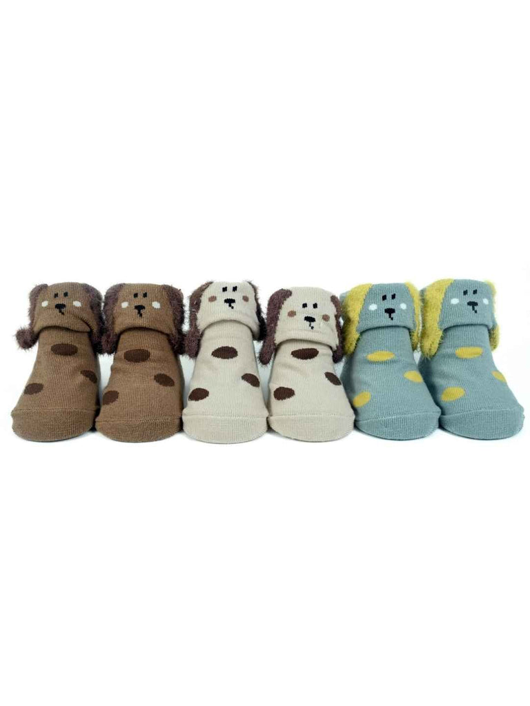 Playful_Pups_Baby_Socks_Set_3-Pack_of_Floppy-Eared_Puppy_Booties_in_Cream_Brown_Grey-Full View
