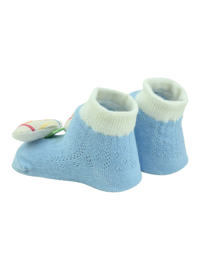 Playful Submarine Design Baby Doll Head Ankle Socks for Boys – Blue - Back View