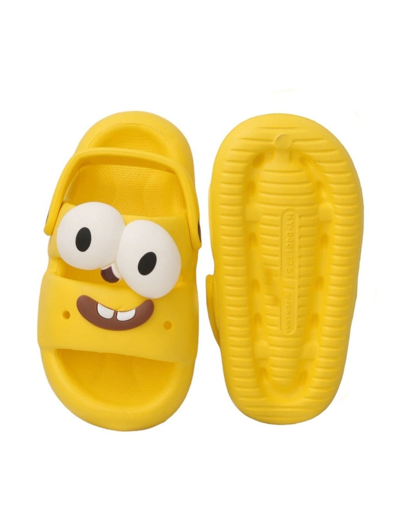 Top and Bottom View of Yellow Bee Cartoon Themed Sandals