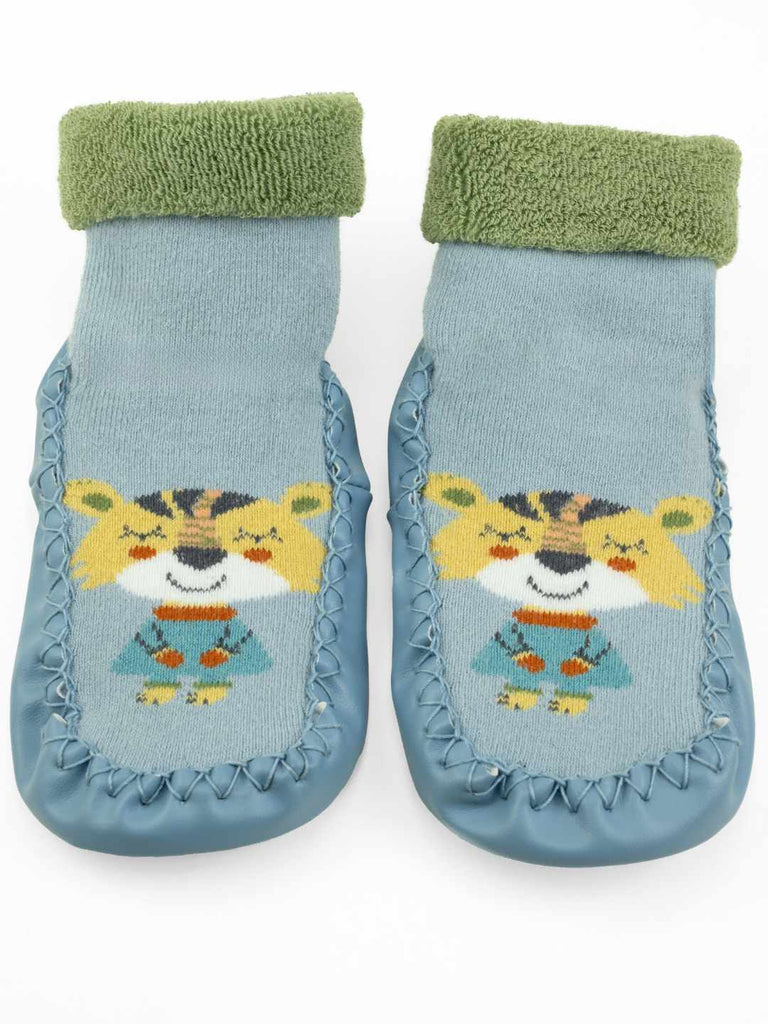 Playful_Tiger_Face_Design_Leather_Socks_for_Boys-_Blue-Full view