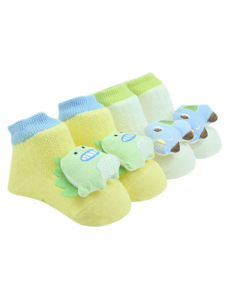 Playtime Dino & Car 3D Doll Head Baby Ankle Socks for Boys - Multi - Angle View