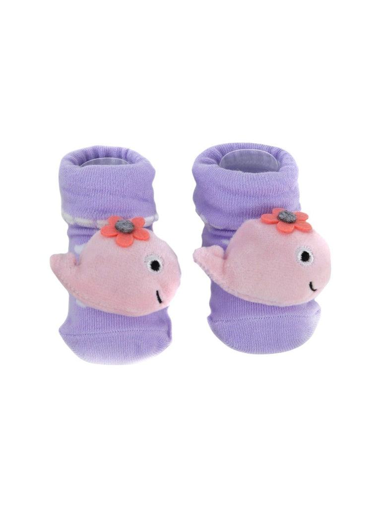 Plush Whale Baby Socks – Soft and Adorable with Flower Accent – Upper view