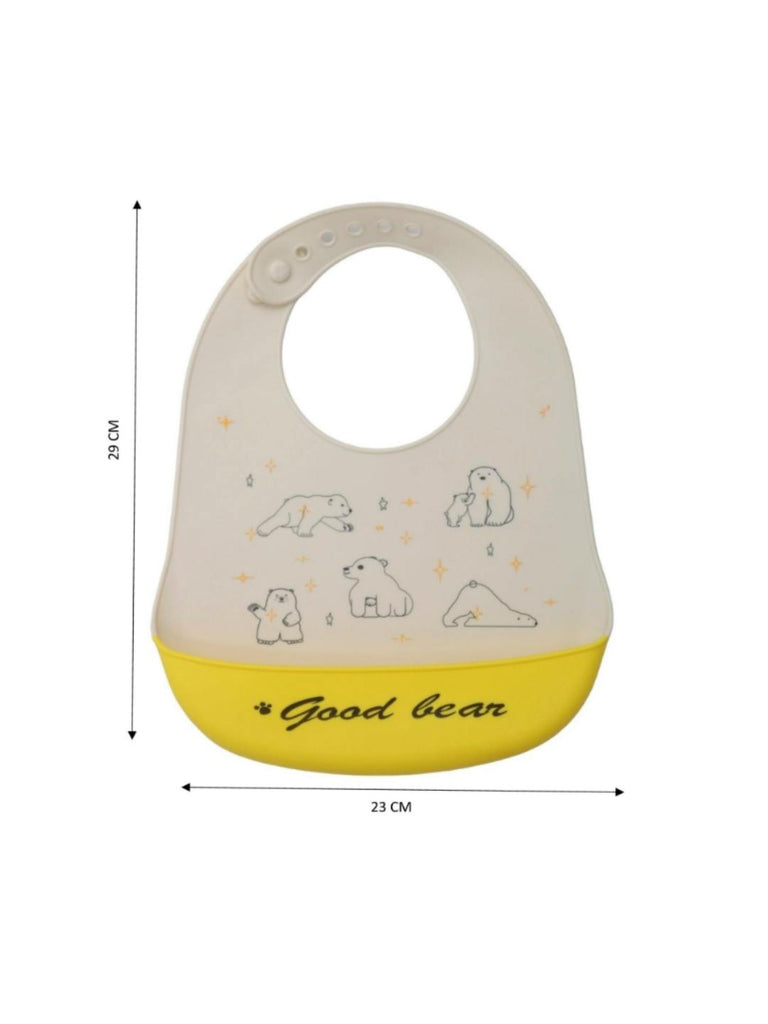 yellow bee polar play time silicon baby bibs for boys in dimension view...