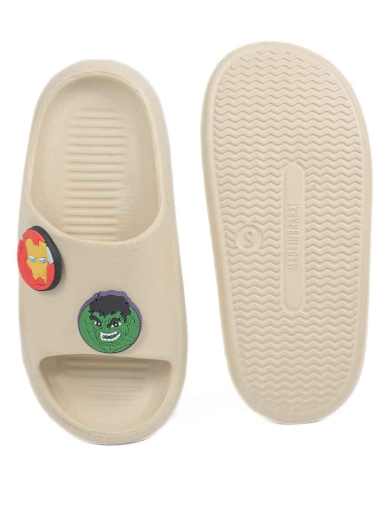 Powerful Avengers Superhero Charm Slides for Boys- Beige - Front  & Back View