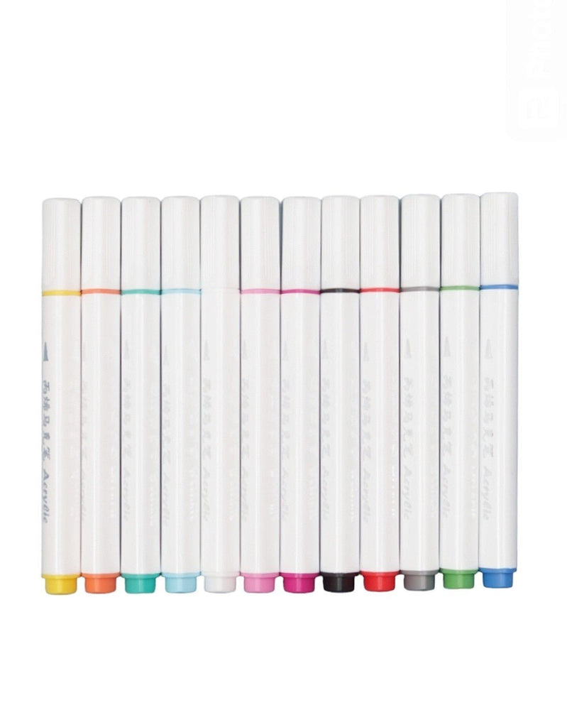 Full view of the Yellow Bee Acrylic Markers Set showing all 12 colors.