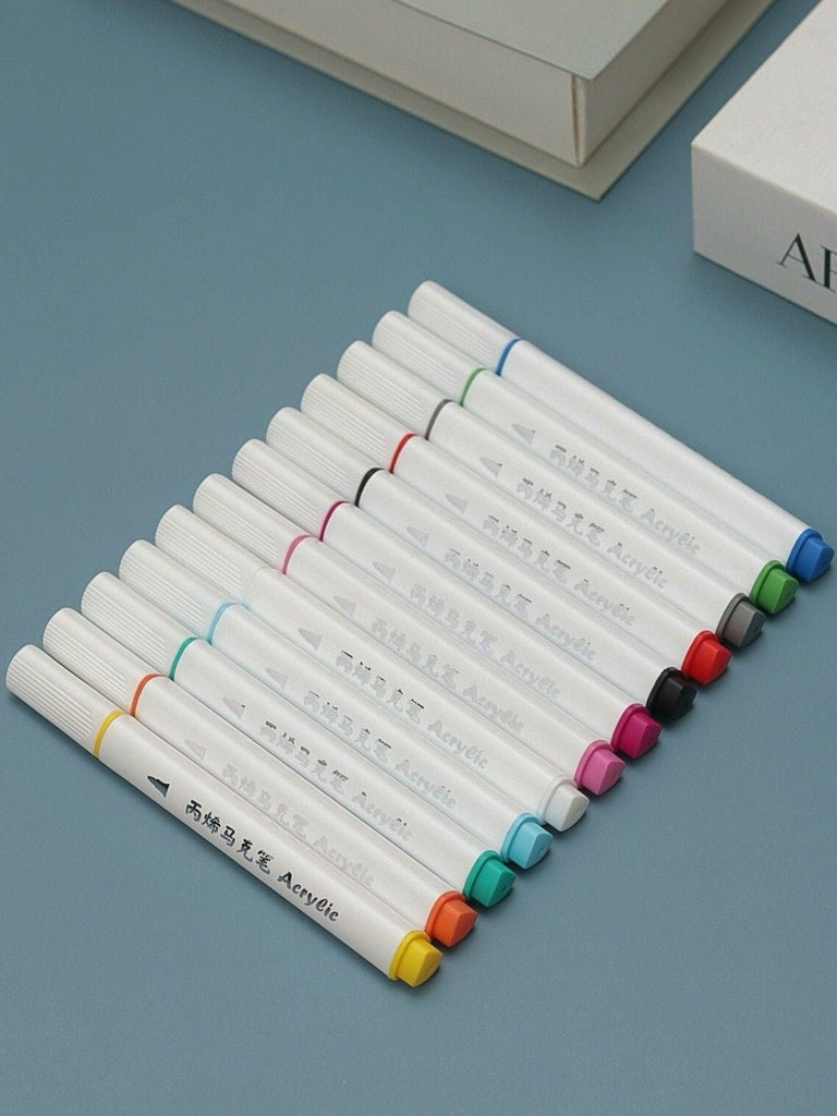 Full view of the Yellow Bee Acrylic Markers Set showing all 12 colors.