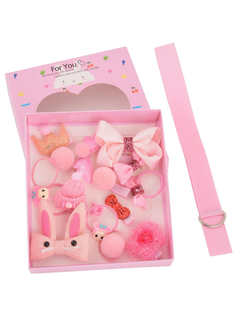 Pink bunny-themed hair clip set for girls from Yellow Bee