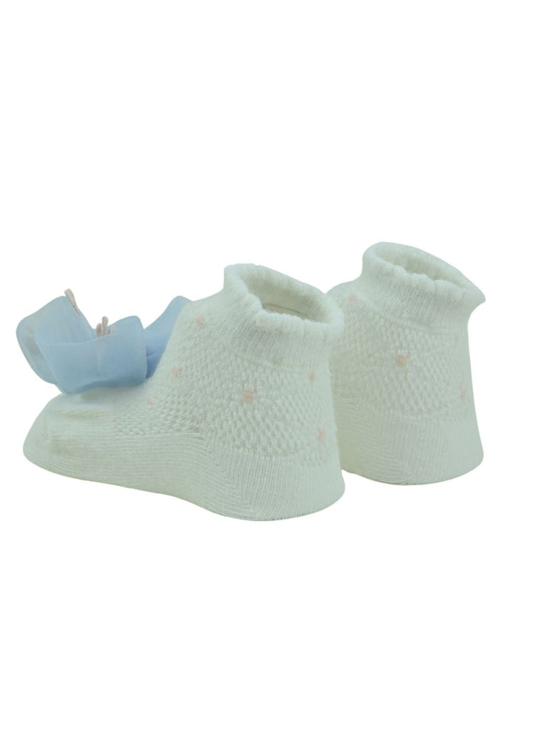 Pretty Baby Cotton Socks with Flower Design for Girls - Multi - Back View