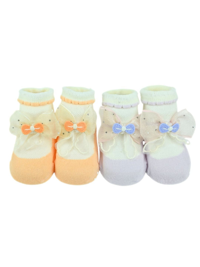 Pretty_Bow_Appliqu_Cotton_Baby_Socks_for_Girls_-_Orange_Purple_-_Front_View