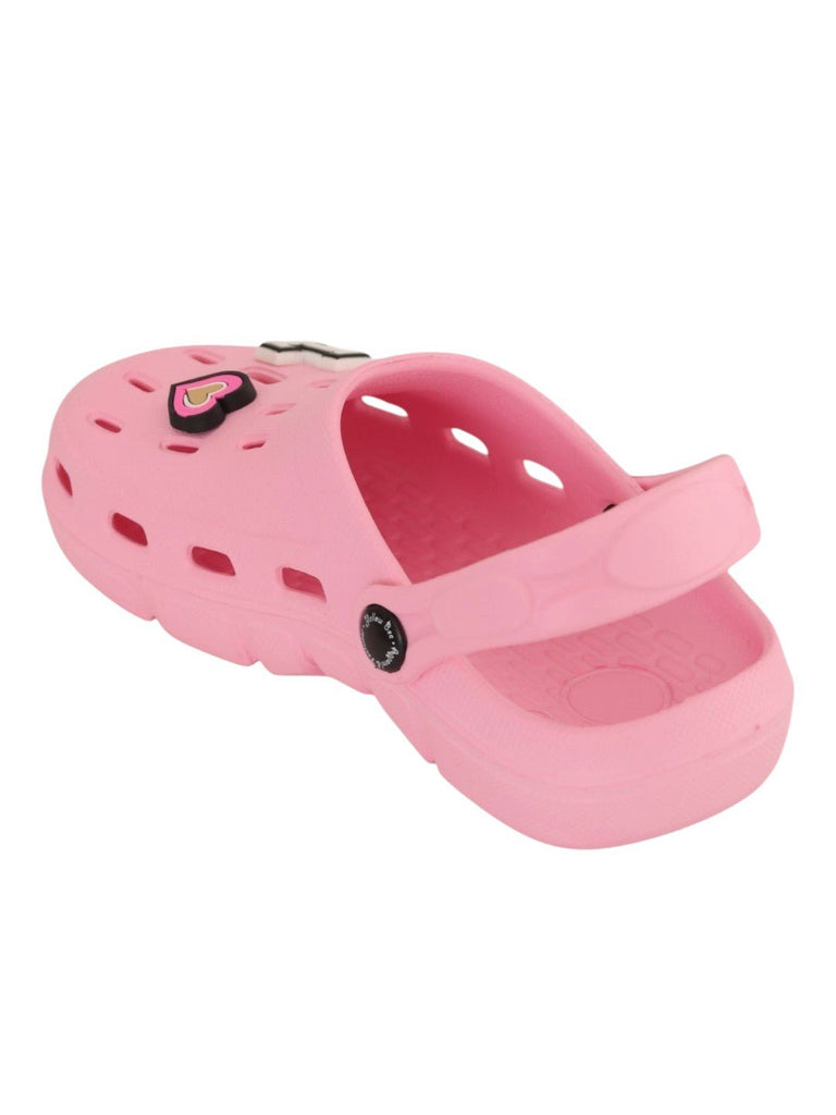 Pretty Pink Clogs with “LOVE” Letter & Heart Charms for Girls-Back View
