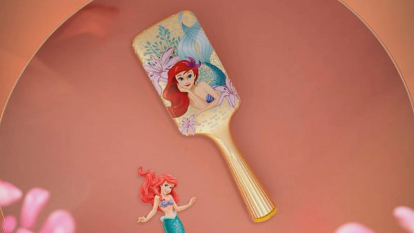 Yellow Bee Girl's Disney The Little Mermaid Ariel Hair Brush with Mirror Attachment - Golden- Reels