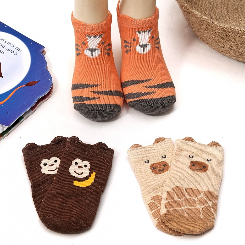 Yellow Bee Animal Printed Socks For Baby Boy In 3 Colors.