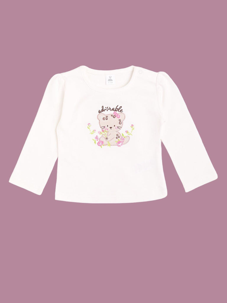 Front view of the ToffyHouse Long Sleeve Adorable Bear Top 