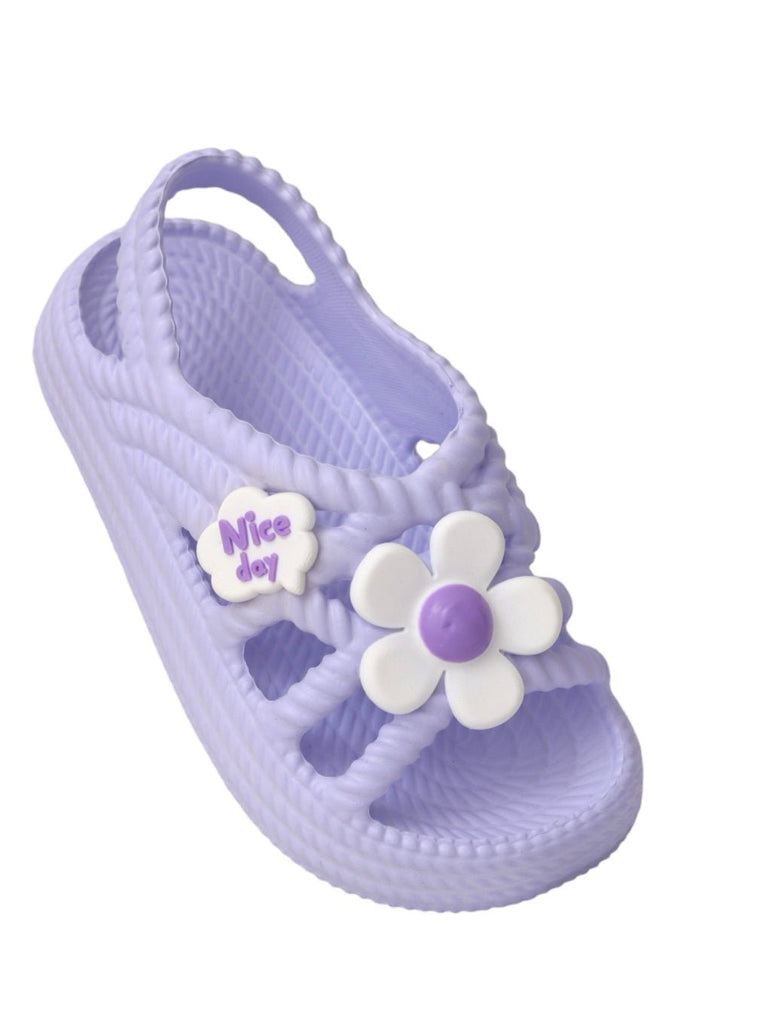 Top Angle View of Yellow Bee's Floral Embellished Kids' Clogs