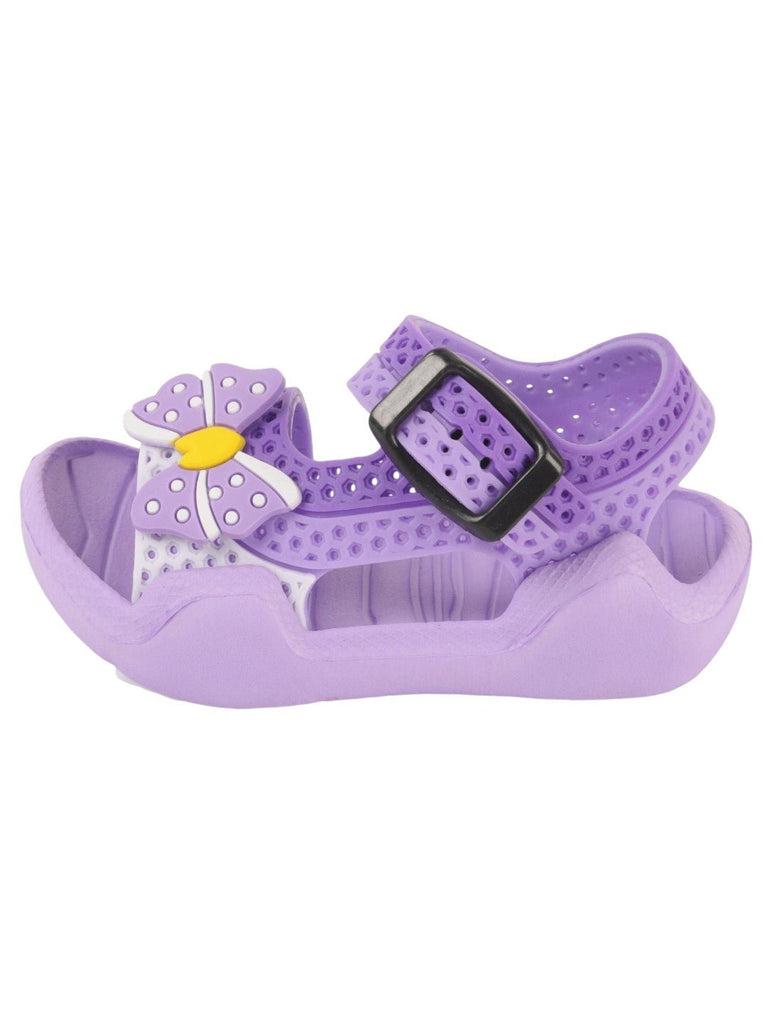 Yellow Bee Purple Butterfly Adjustable Strap Sandals For Girls Side View