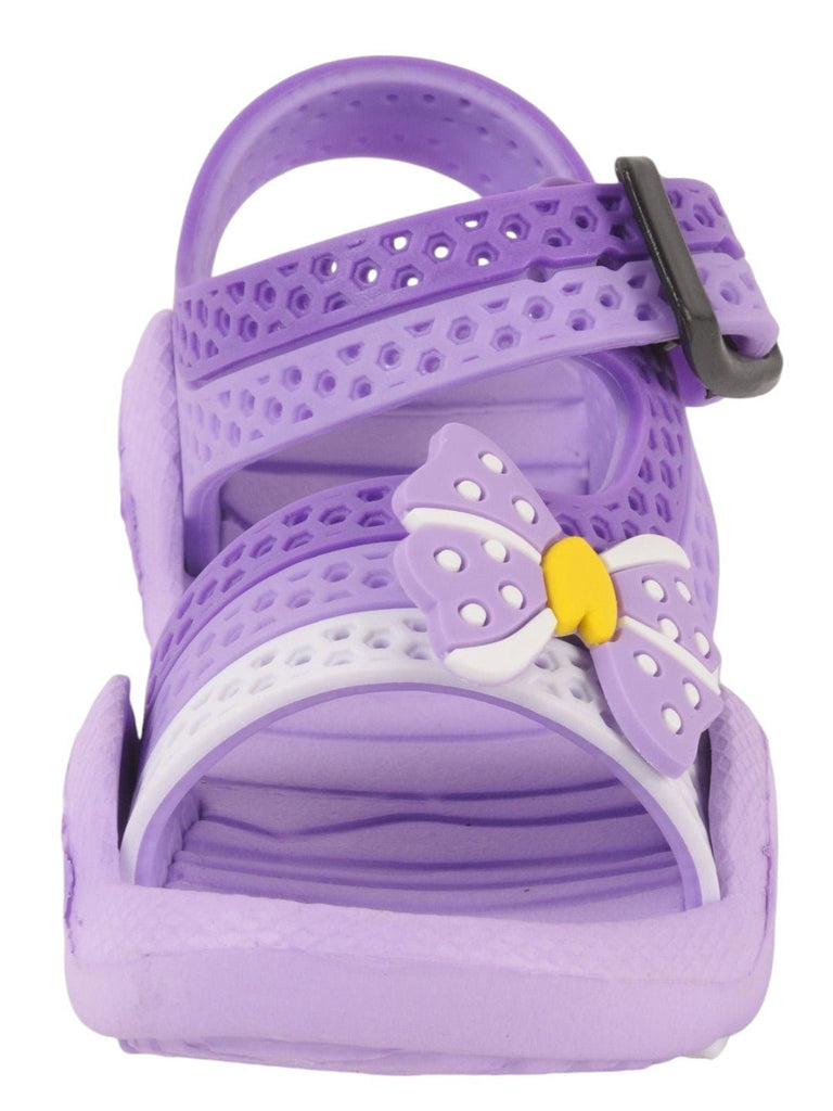 Yellow Bee Purple Butterfly Adjustable Strap Sandals For Girls Bottom View