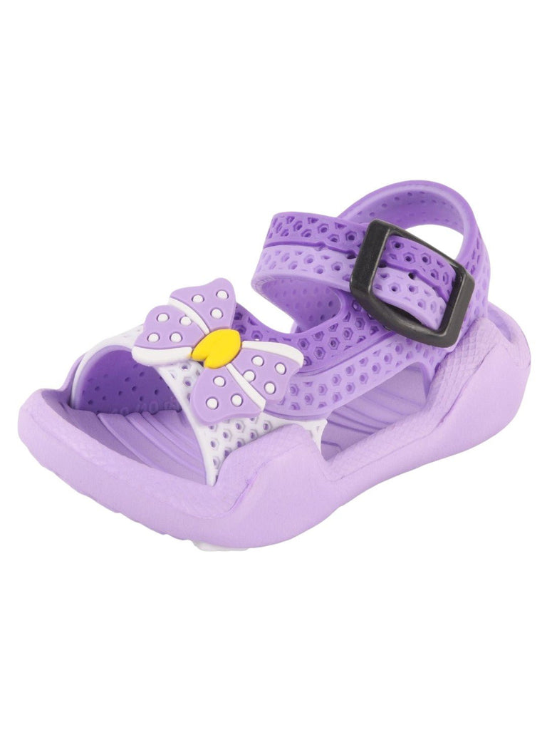 Yellow Bee Purple Butterfly Adjustable Strap Sandals For Girls Angle View