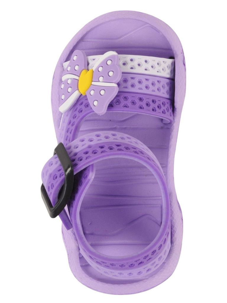 Yellow Bee Purple Butterfly Adjustable Strap Sandals For Girls Top View