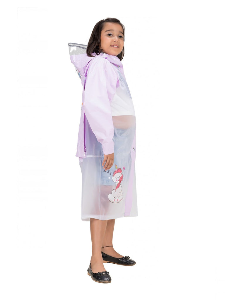 purple-dream-unicorn-raincoat-with-attached-school-bag-space-for-girls-Side View