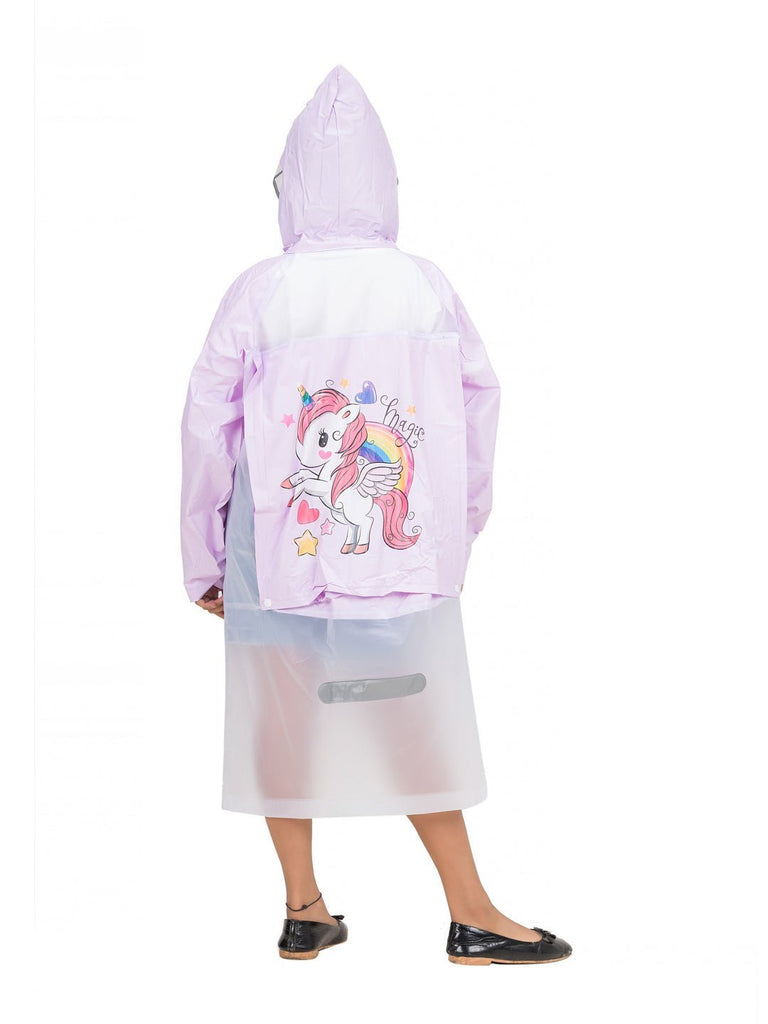 purple-dream-unicorn-raincoat-with-attached-school-bag-space-for-girls-Back View