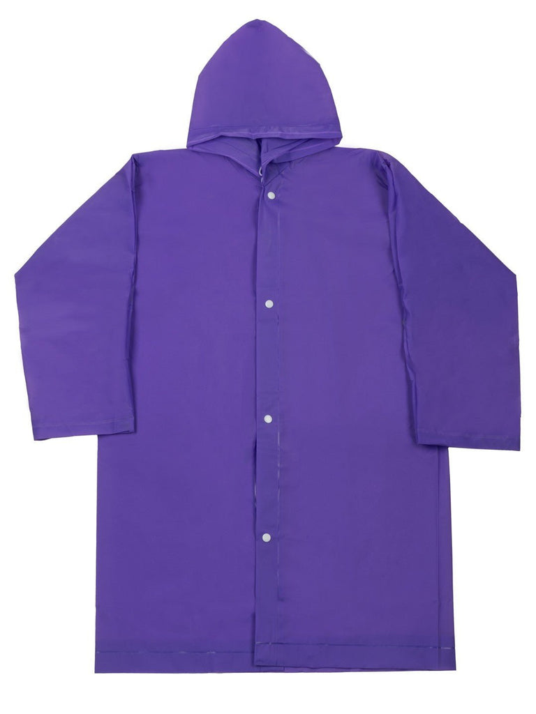 Front view of Purple Splash Waterproof Hooded Raincoat for Girls by Yellow Bee.