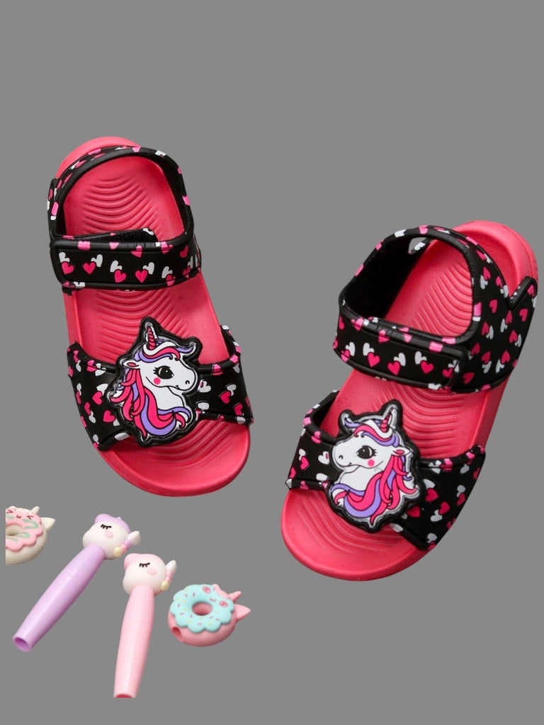 radiant-red-unicorn-sandals-with-heart-adorned-straps-creative view