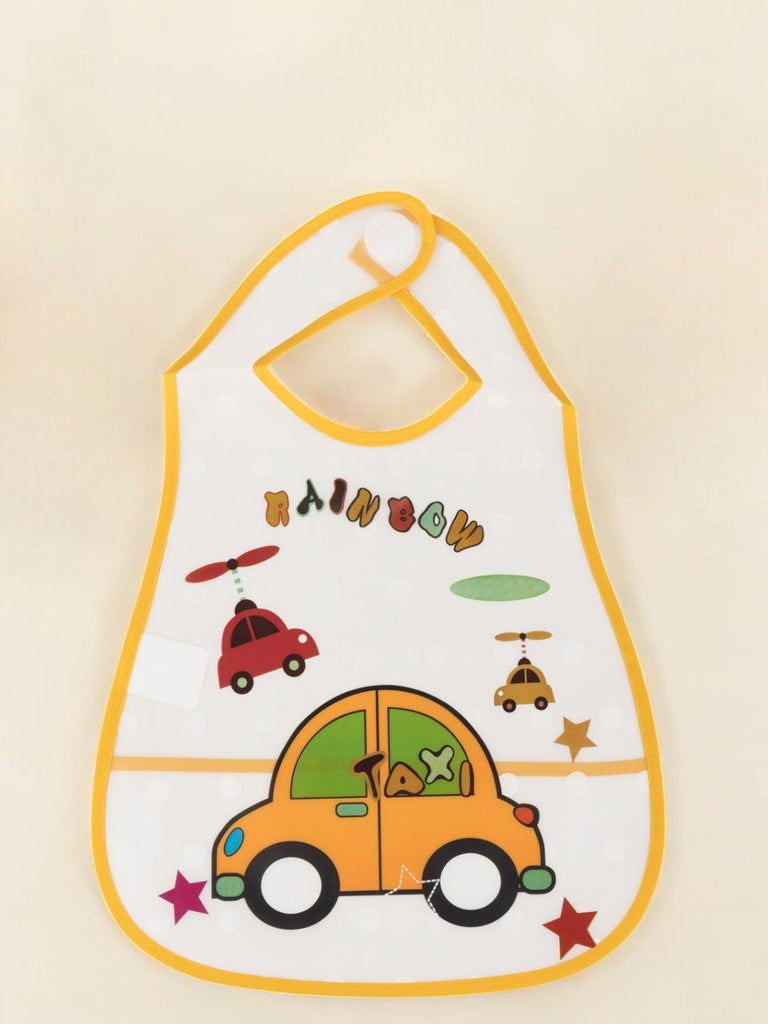 Rainbow Car-Themed Waterproof Baby Bib with  Helicopter Print