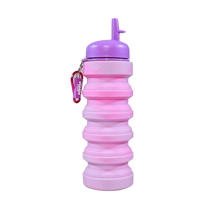 Yellow Bee Collapsible Water Bottle in Purple open view