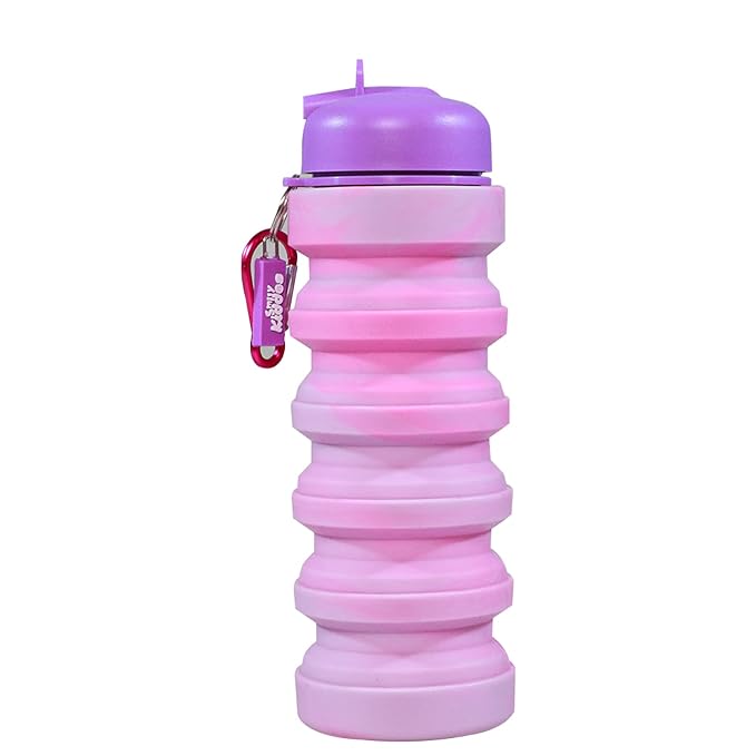 Yellow Bee Collapsible Water Bottle in Purple Full view