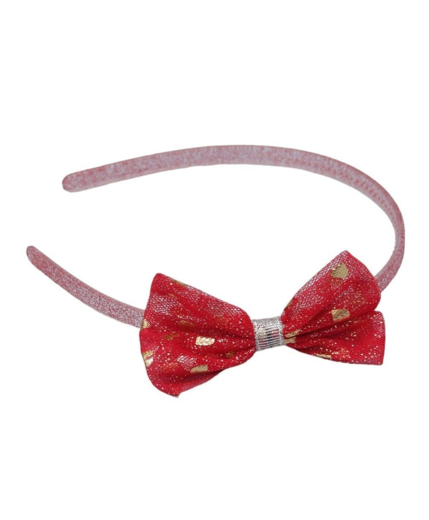 Close-up of Yellow Bee Red Sparkle Bow Hair Accessories