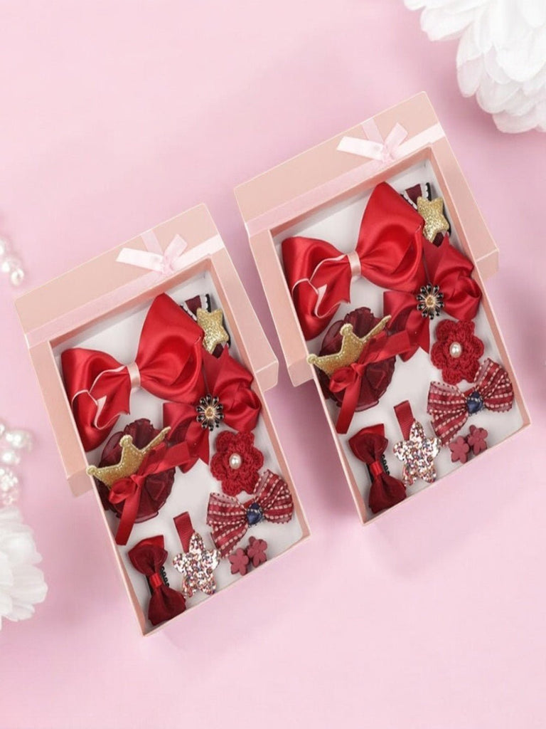 Elegant Yellow Bee Pack of 2 Red Hair Clips Set for Girls in Gift Box