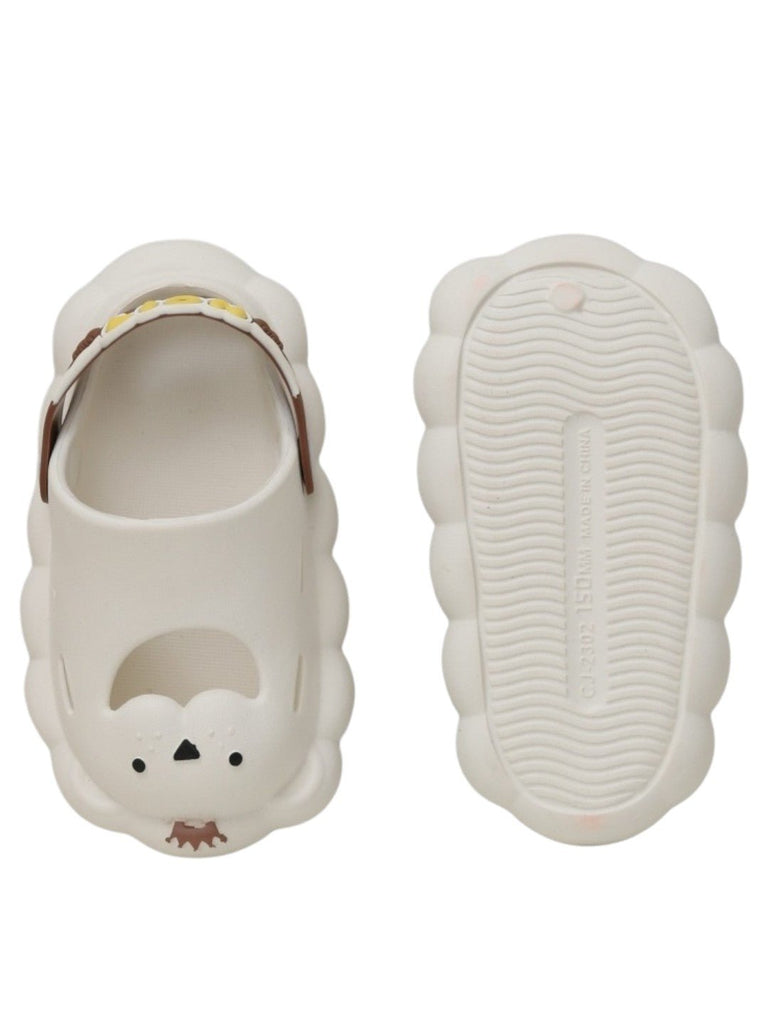 Regal Roar White Lion Kids' Clogs - Majestic Comfort for Your Cub-Front & Back View