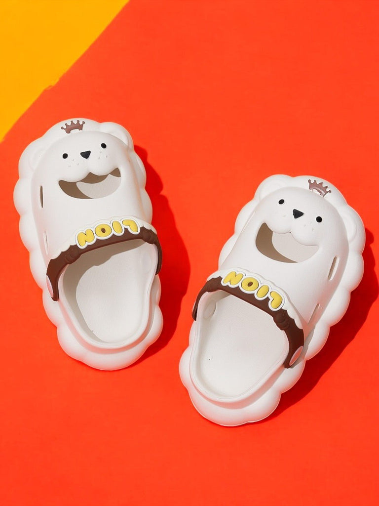 Regal Roar White Lion Kids' Clogs - Majestic Comfort for Your Cub-creative view