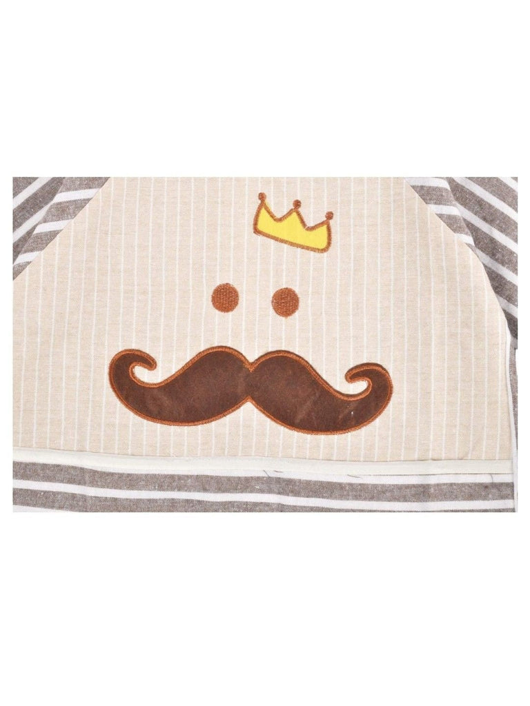 RegalRulerStripedWaterproofBibswithCrownandMustacheDesignCloseupView-