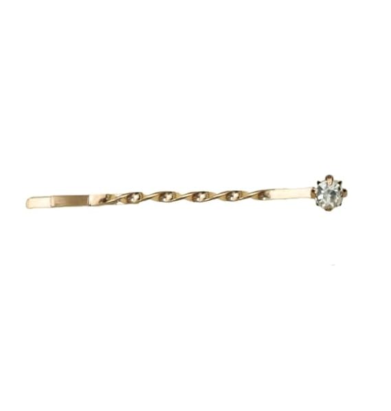 Adorable Flower hair pins, crafted with rhinestones and faux pearls by Yellow Bee in golden and white.