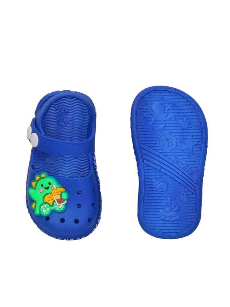 Roaring Fun Dino Detail Sandals in Deep Blue-Front & Back View