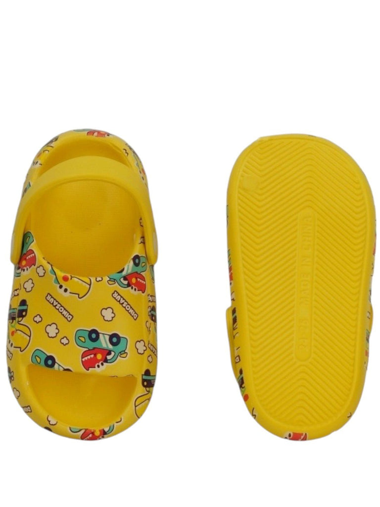 Roaring Racers: Kids' Dino Driving Car Print Sandals-Front & Back View