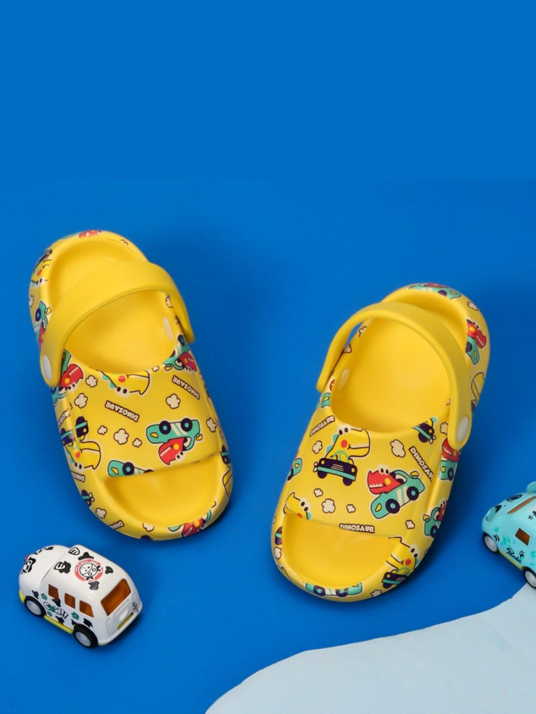 Roaring Racers: Kids' Dino Driving Car Print Sandals