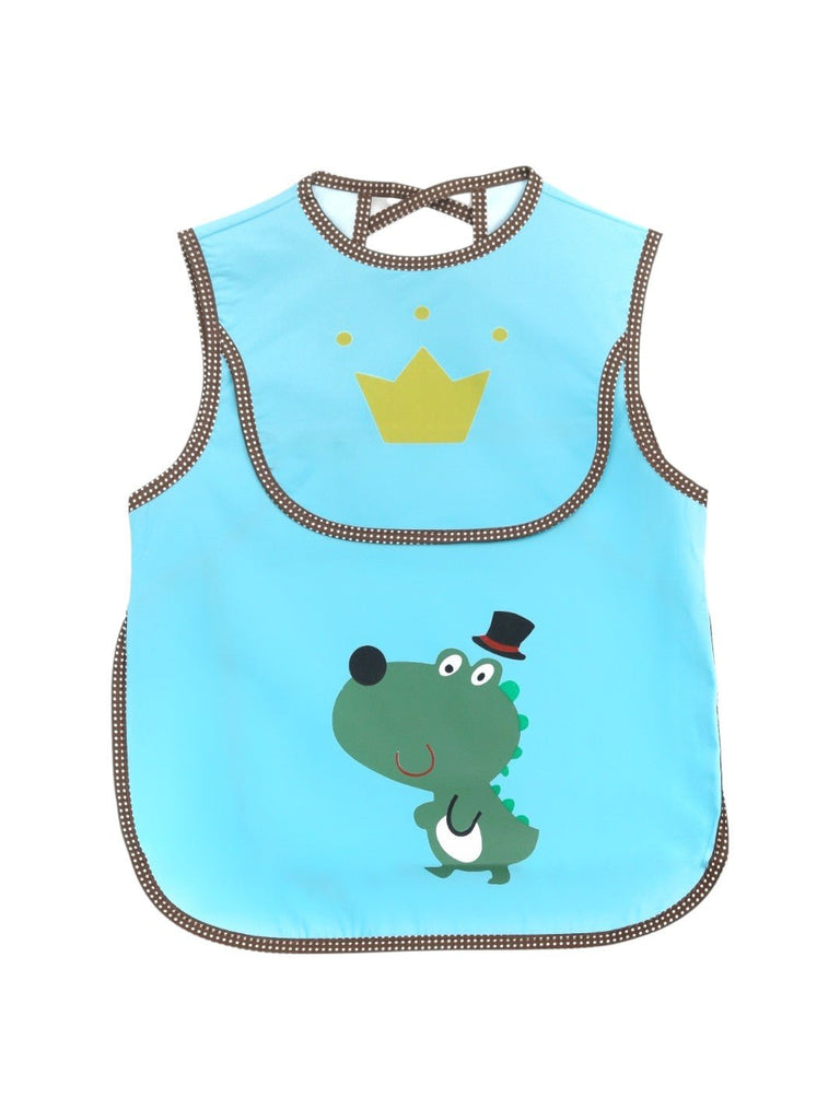 Royal Blue Dinosaur Baby Bibs with Waterproof Coating For Boys- front view