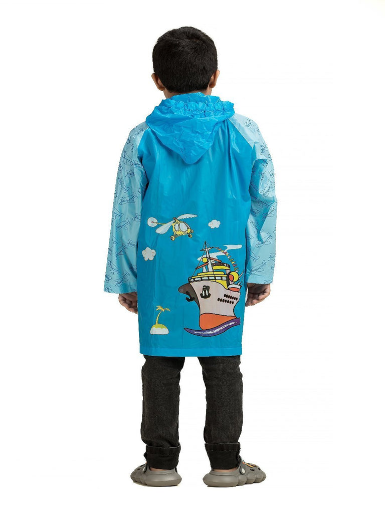 sky-blue-adventure-themed-raincoat-for-boys-Back View